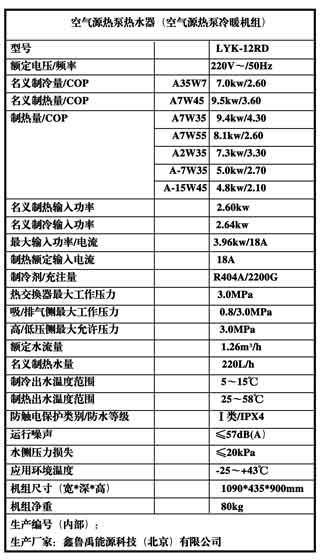 魯禹3P低溫空氣源熱泵參數(shù) 魯禹3P低溫空氣源熱泵參數(shù)